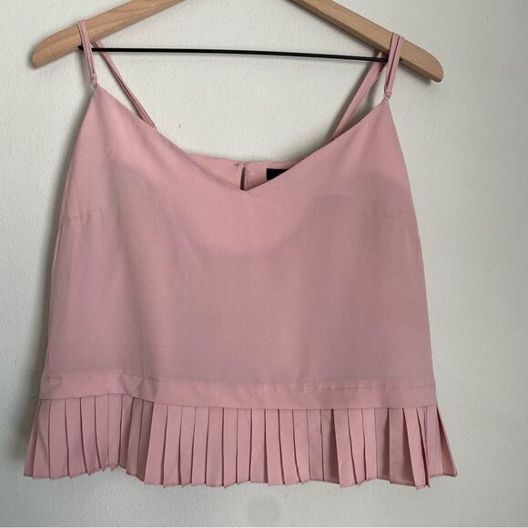 FRENCH CONNECTION peplum pleated pink crop tank top - Picture 3 of 6